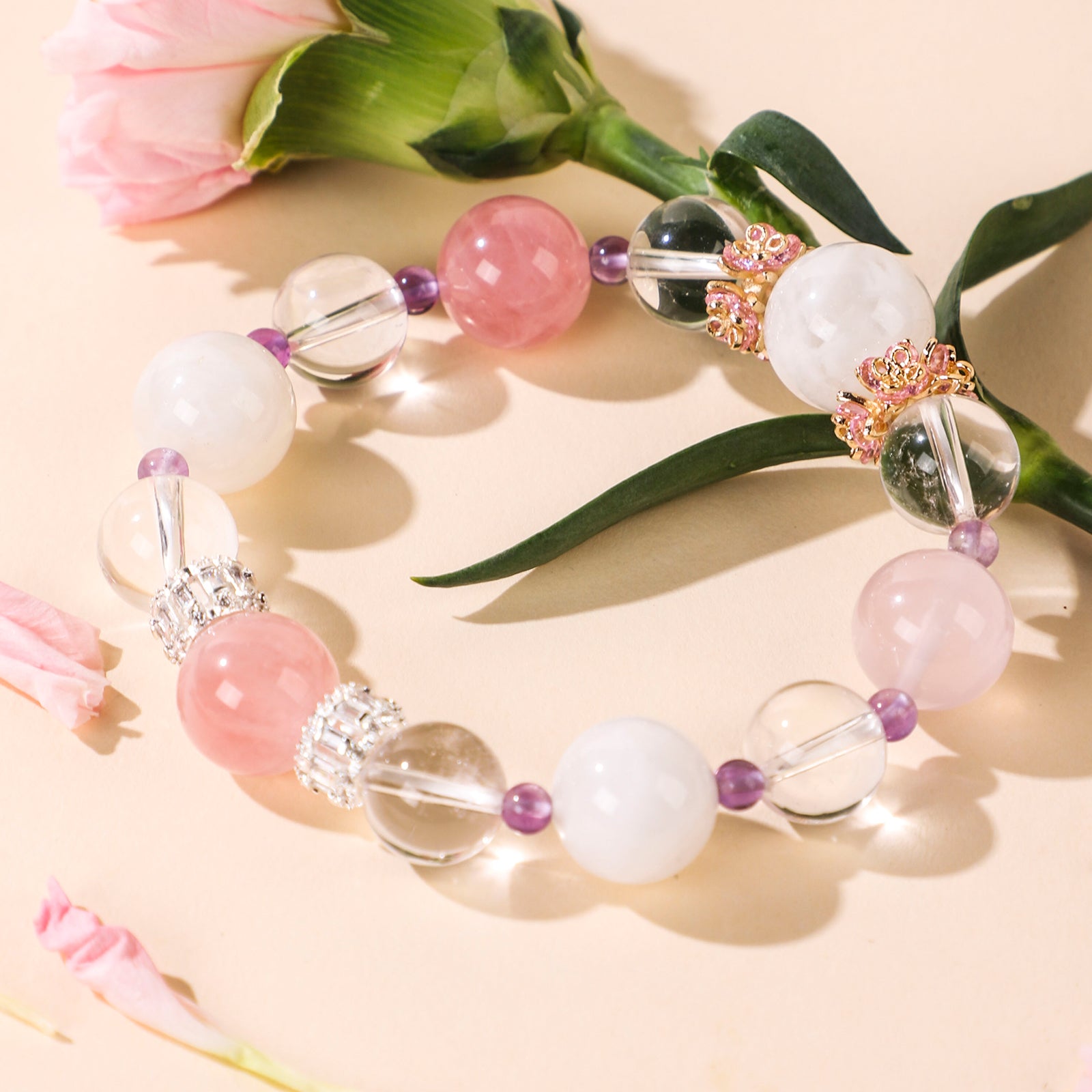 A Bracelet of Three Pink Beads