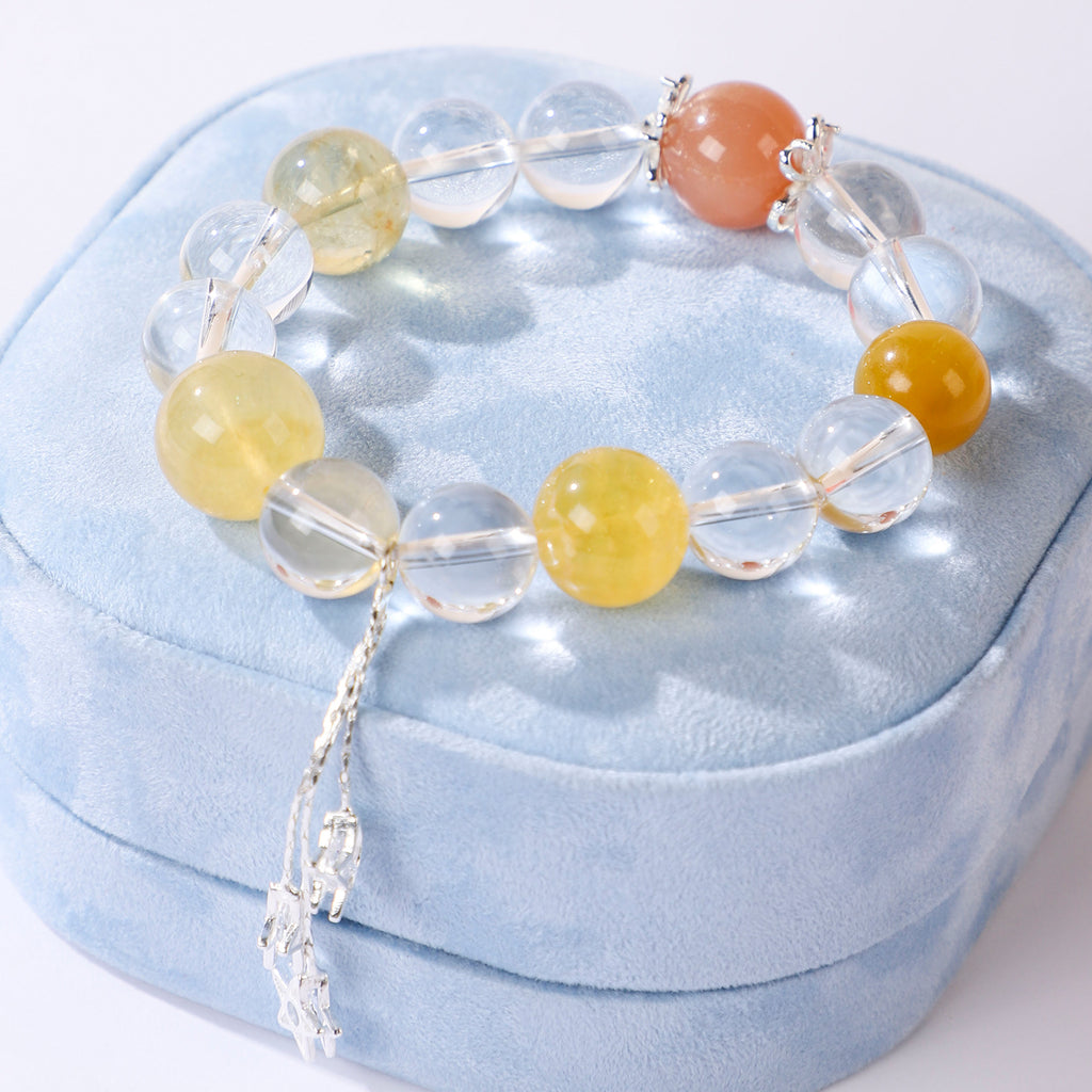 Yellow Bead & Star Charm Bracelet (Dangling Style)