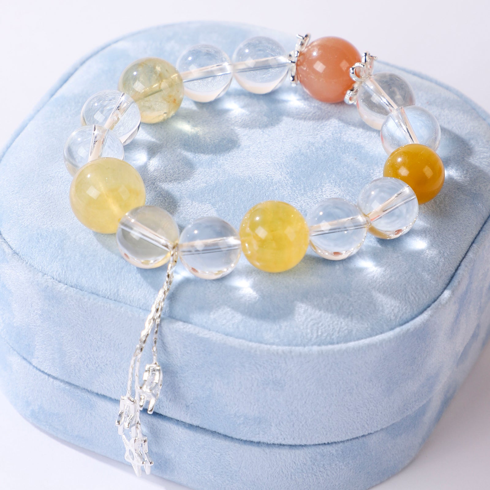 Yellow Bead & Star Charm Bracelet (Dangling Style)