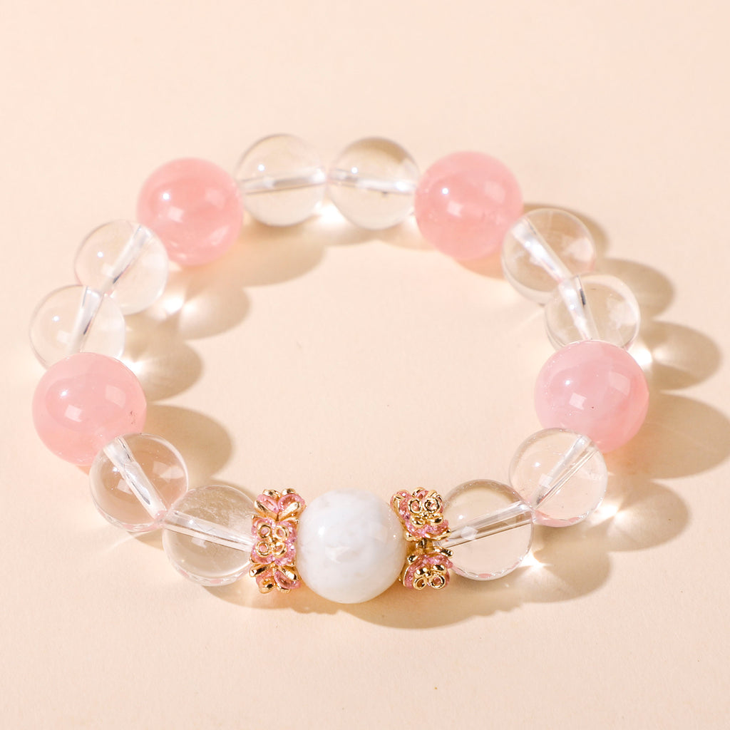 Bracelet with Four Pink Beads and White Beads