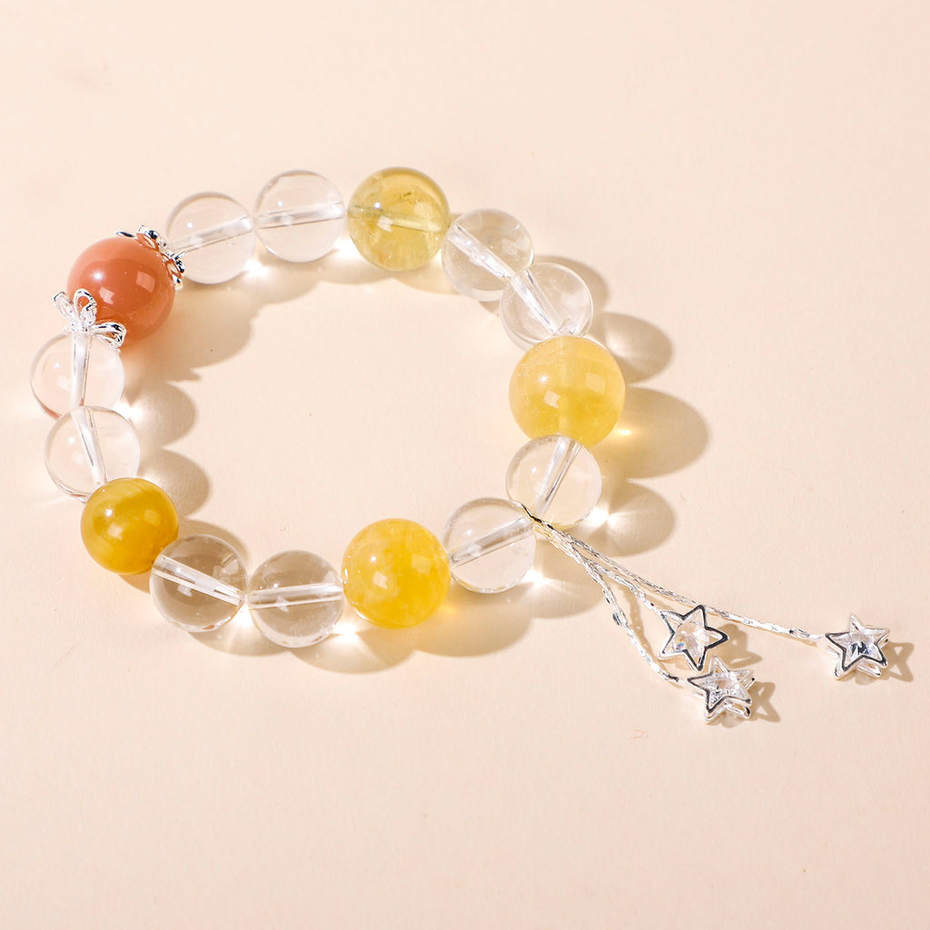 Yellow Bead & Star Charm Bracelet (Dangling Style)