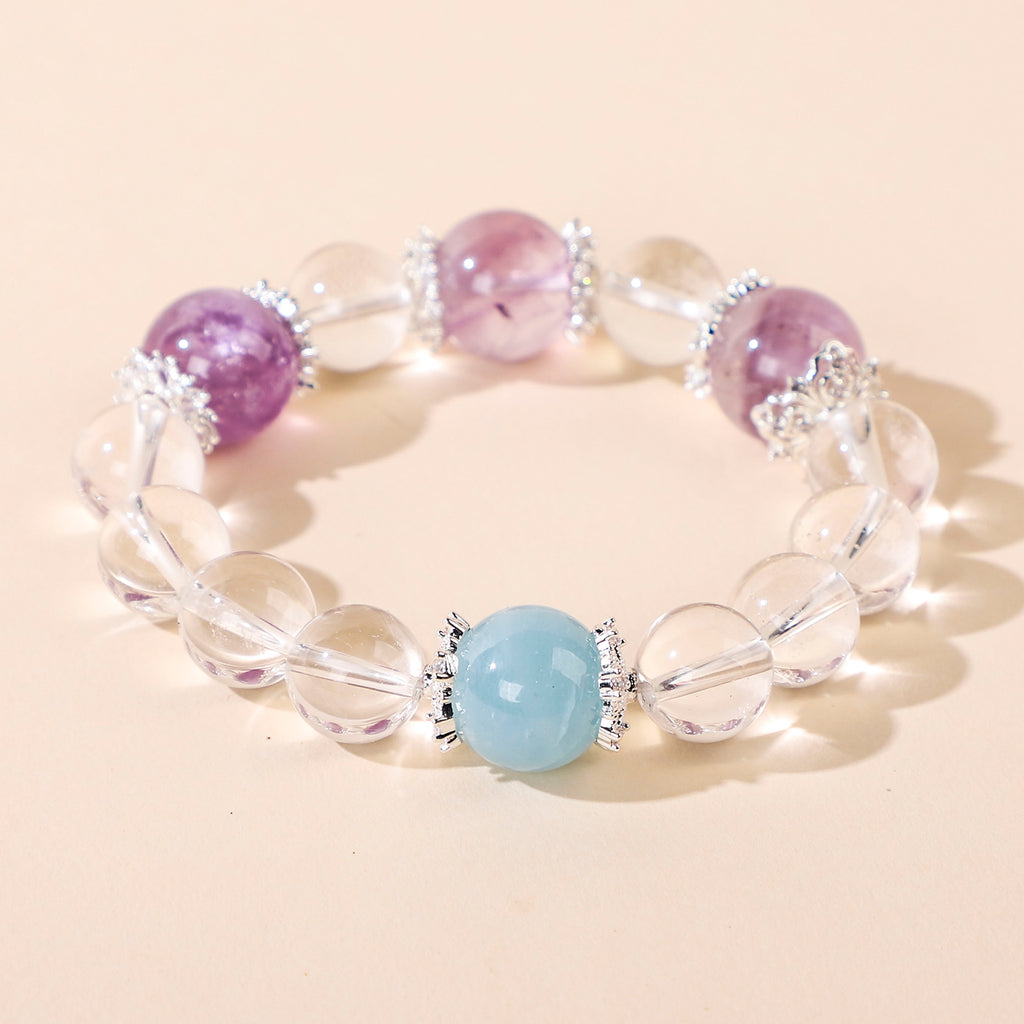 Bracelet with Three Purple Beads and One Blue Bead