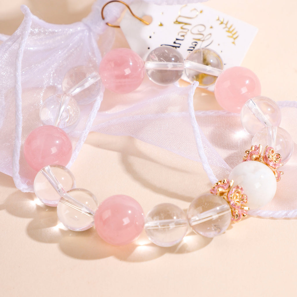 Bracelet with Four Pink Beads and White Beads