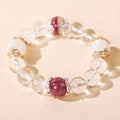 Dark Red and White Bead Bracelet