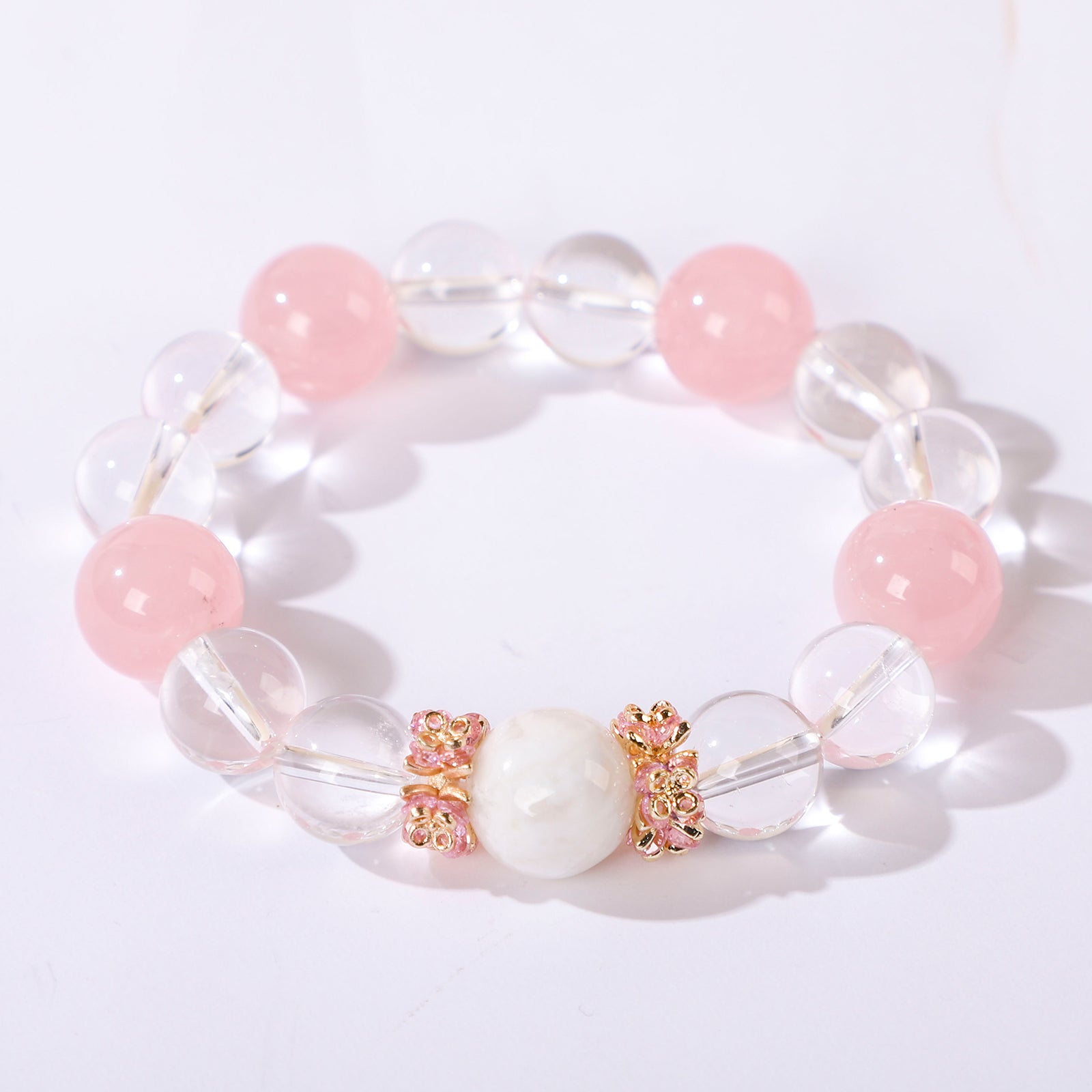 Bracelet with Four Pink Beads and White Beads